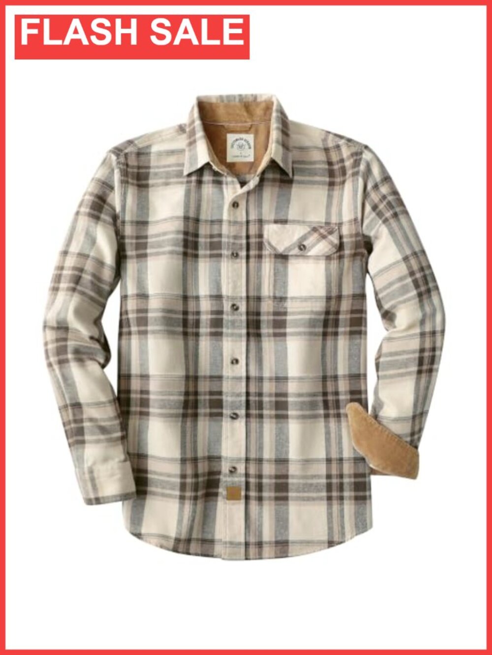 Men's Long Sleeve Button Down Flannel Shirt 100% Cotton Brushed Casual
